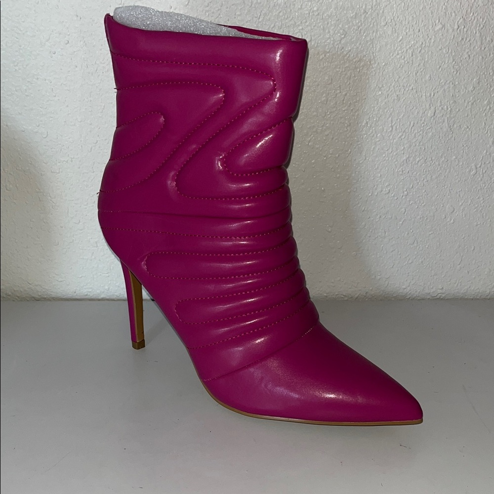 Fuchsia Pointed-Toe Stiletto Ankle Boot